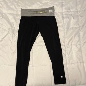 Pink Cropped Fold Over Yoga Pant